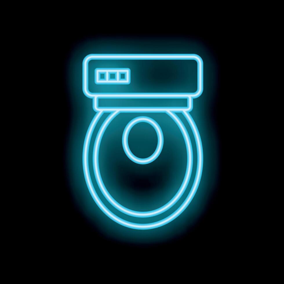 Glowing neon icon of modern cctv camera for surveillance system vector