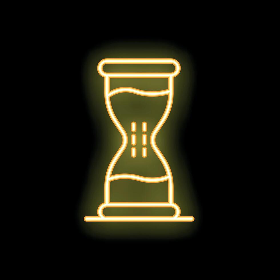 Neon icon of an hourglass measuring the passage of time vector