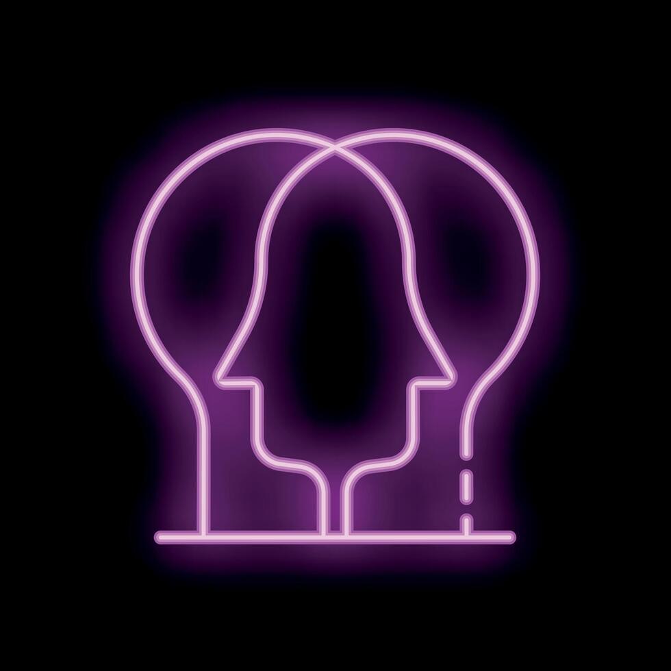 Neon icon of two people sharing thoughts and ideas vector