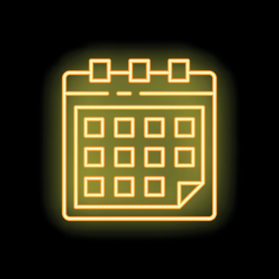Neon yellow calendar icon glowing on black background 52761988 Vector Neon yellow calendar icon glowing on black background 52761988 Vector