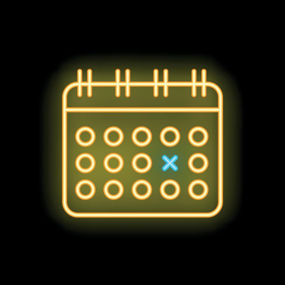 Neon calendar icon showing importance of specific date vector