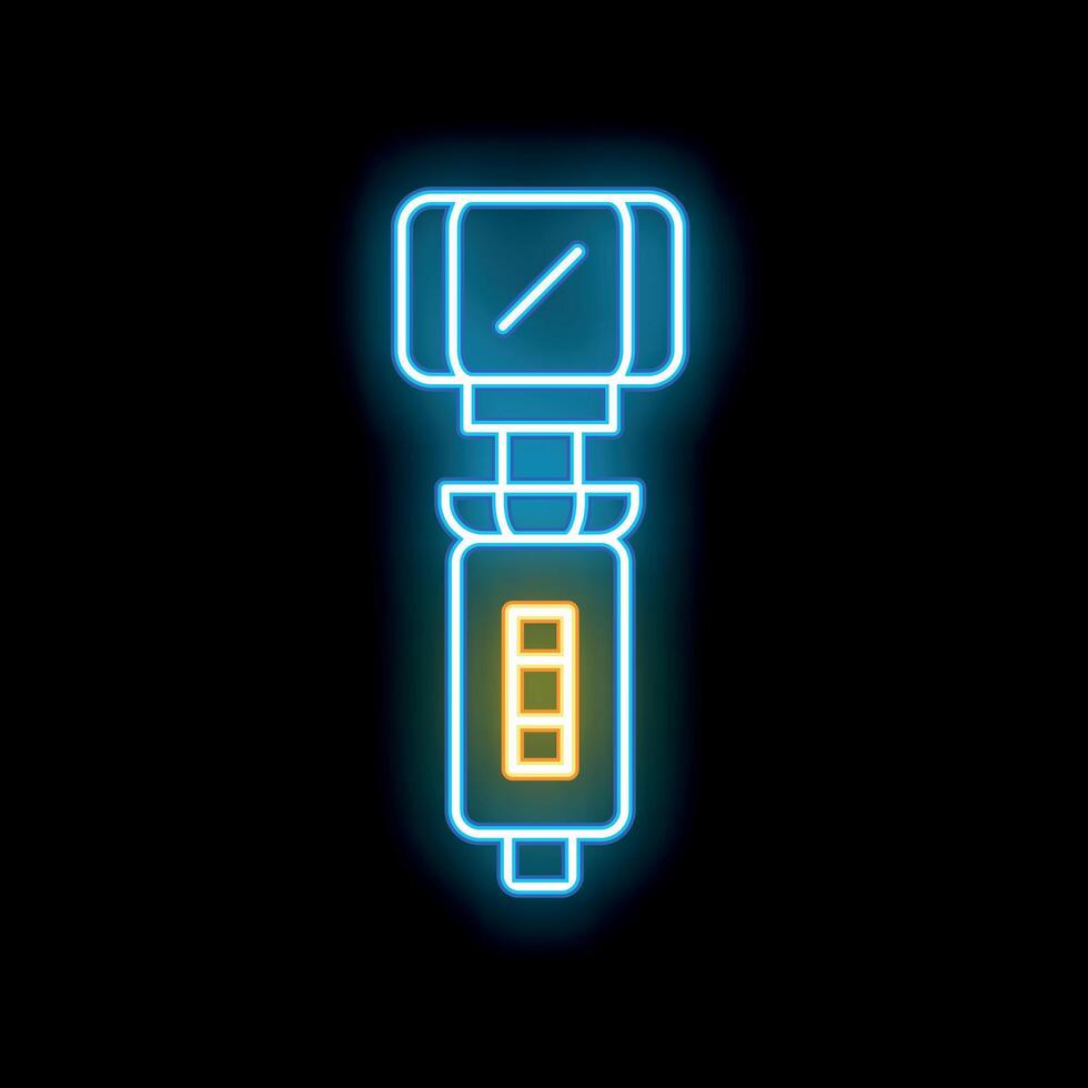 Glowing neon line electric rotary hammer drill icon isolated on black background vector