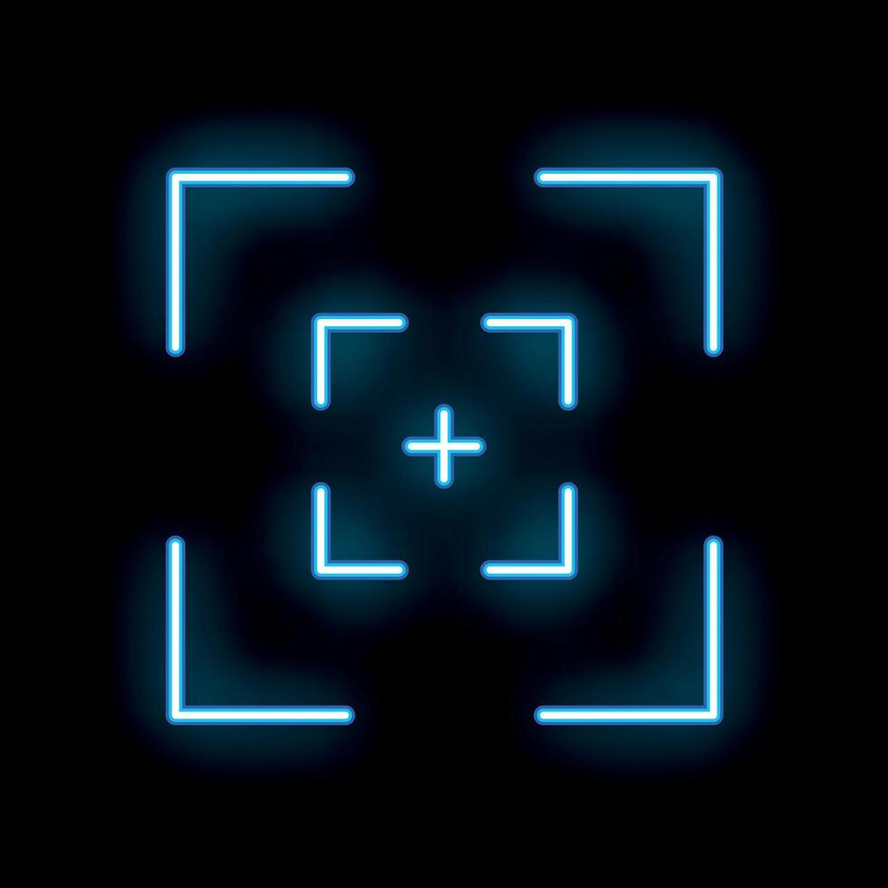 Blue neon target sight focusing on a goal with accuracy vector