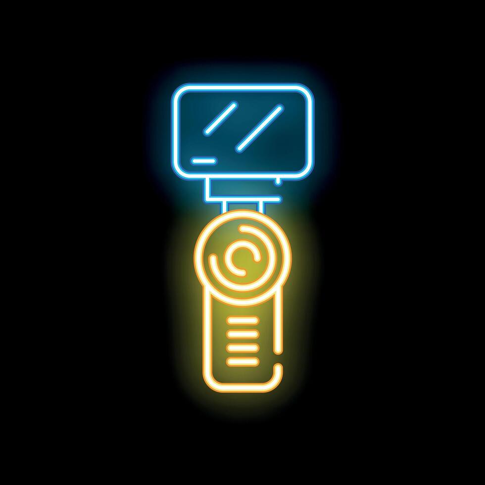 Neon camera flashing taking photo icon illustration vector
