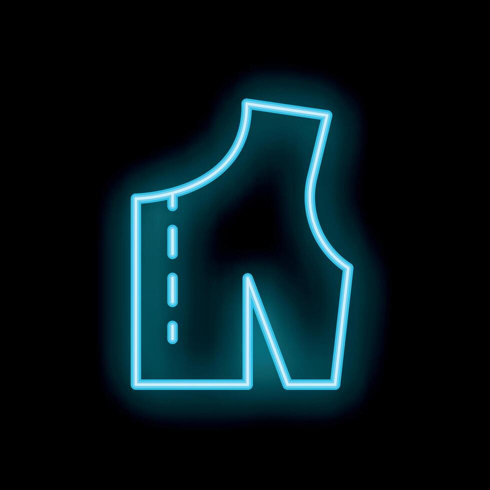 Neon sewing pattern icon glowing on dark background vector