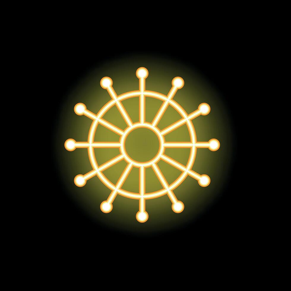 Round glowing neon sign vibrant structure on black background vector