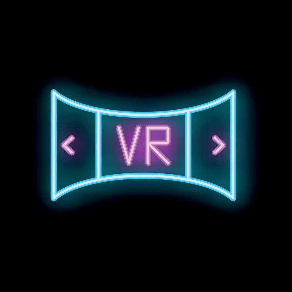 Neon vr panoramic view with arrows pointing sideways vector