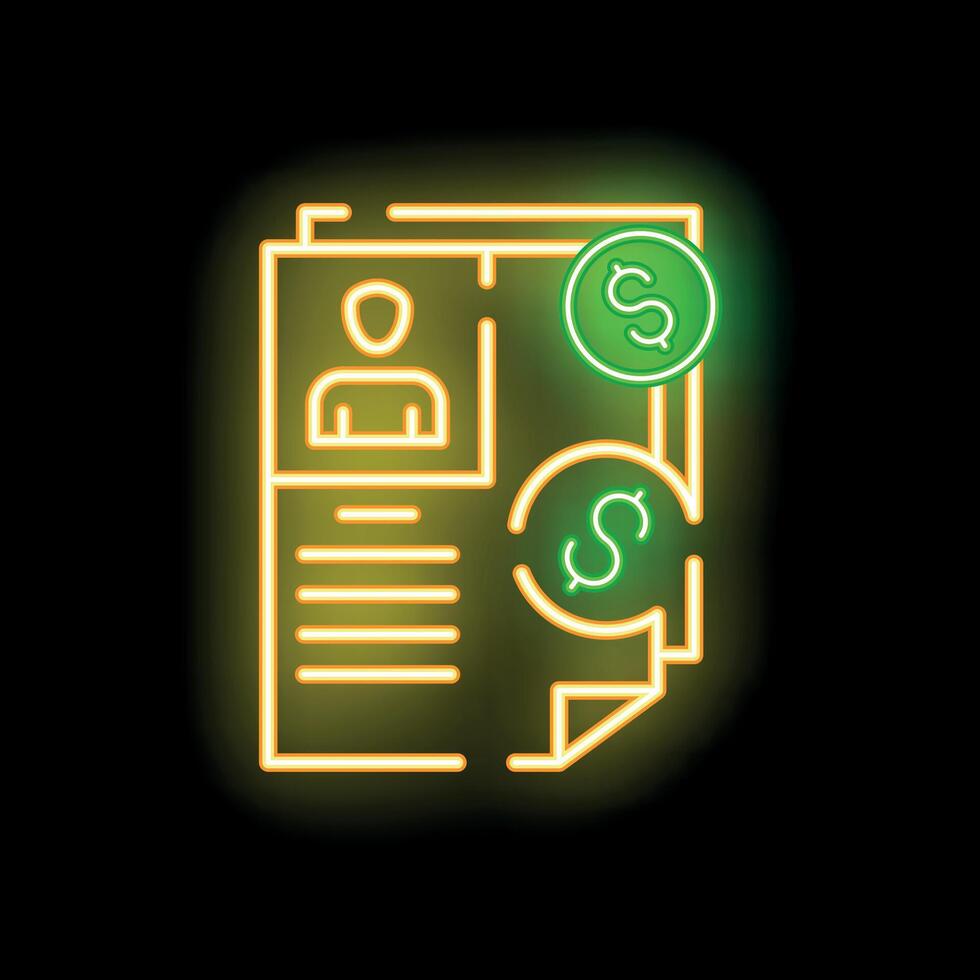 Neon sign representing a paid invoice for services rendered vector