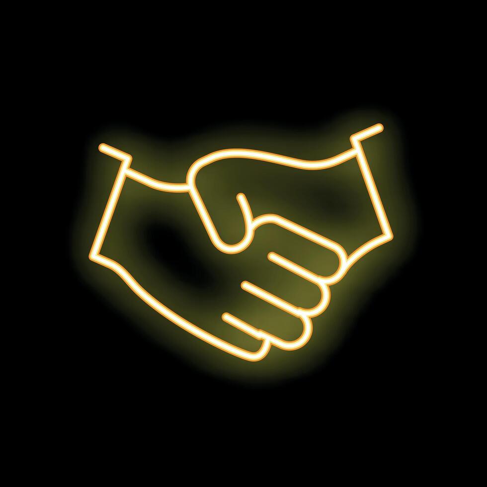 Neon icon of two hands shaking in greeting vector