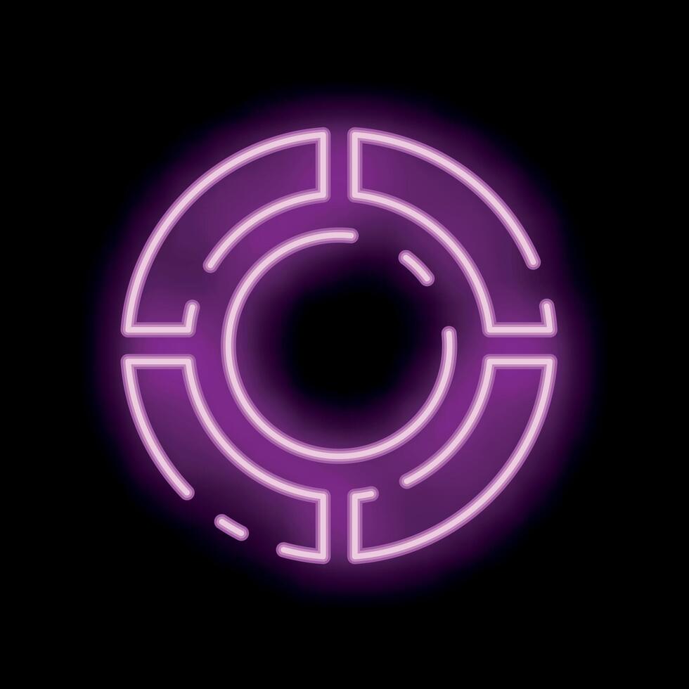 Neon circle glowing in purple light on black background vector