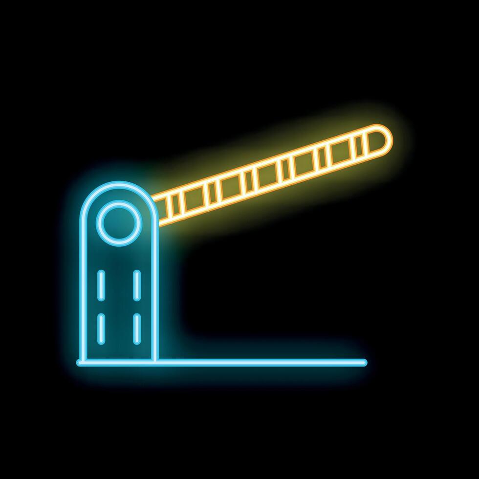 Neon glowing closed barrier gate on black background vector