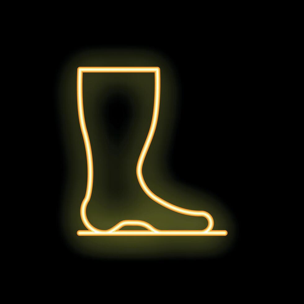 Glowing neon icon of foot on black background vector
