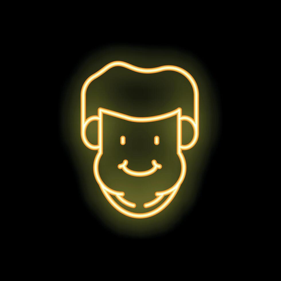 Neon sign showing a smiling boy face with big cheeks vector
