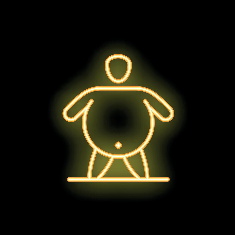 Neon sign representing overweight person with big belly vector