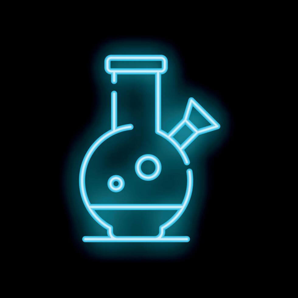 Blue neon sign depicting a bong on a black background vector