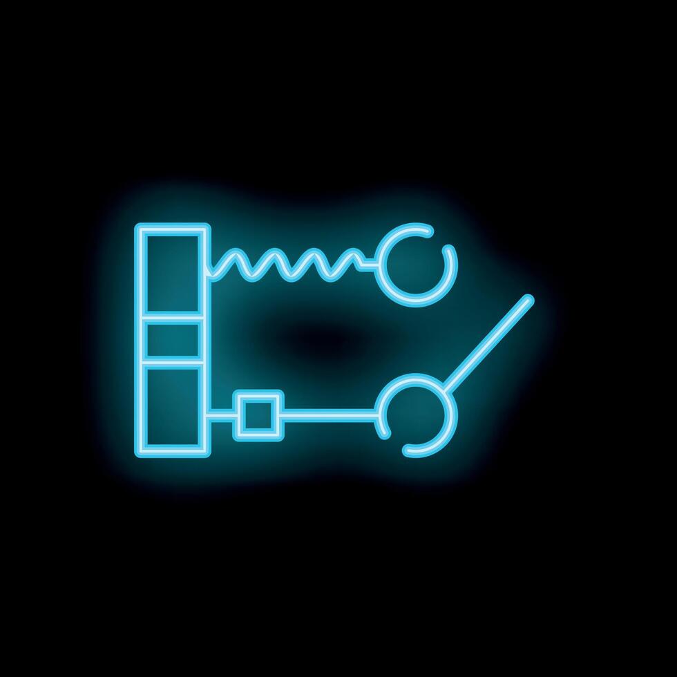 Neon circuit board technology icon glowing on black background vector