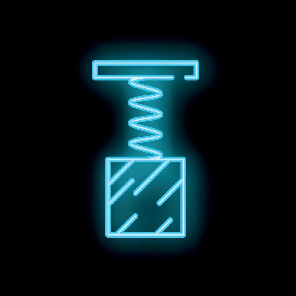 Blue neon sign of a jack in the box toy glowing on a black background vector