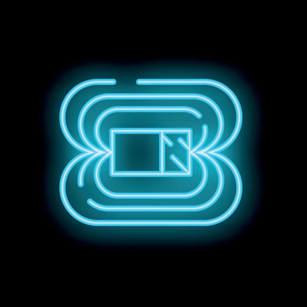 Neon icon of radio waves transmitting through space vector