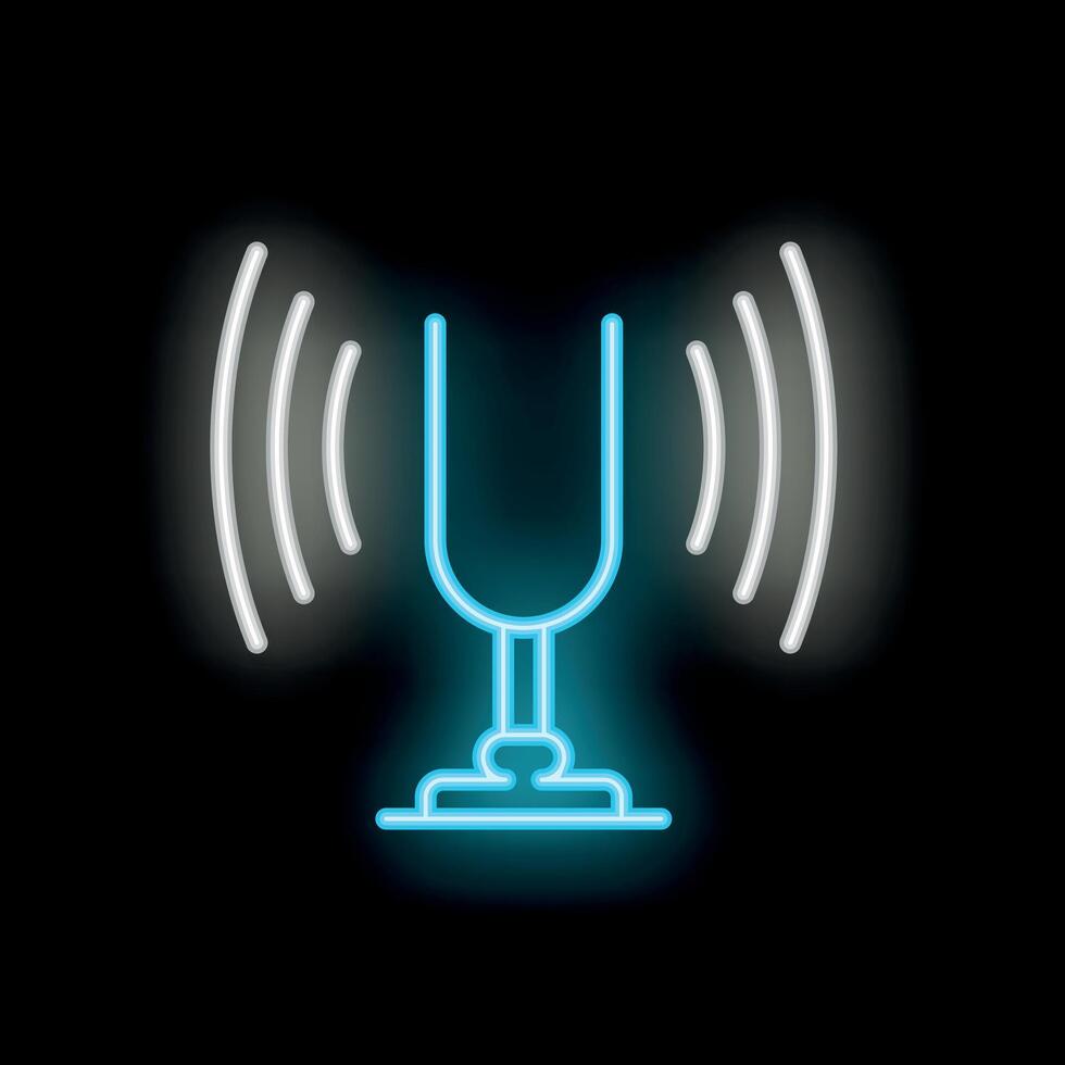 Neon microphone icon glowing on dark background vector