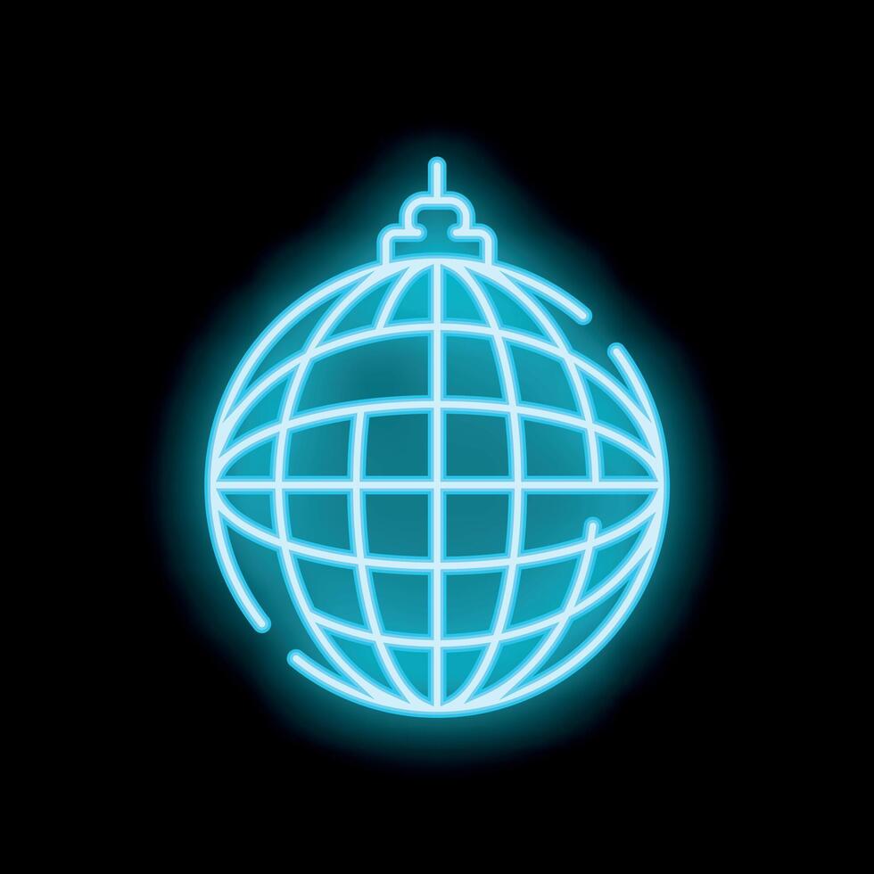 Neon blue disco ball shining in the dark vector
