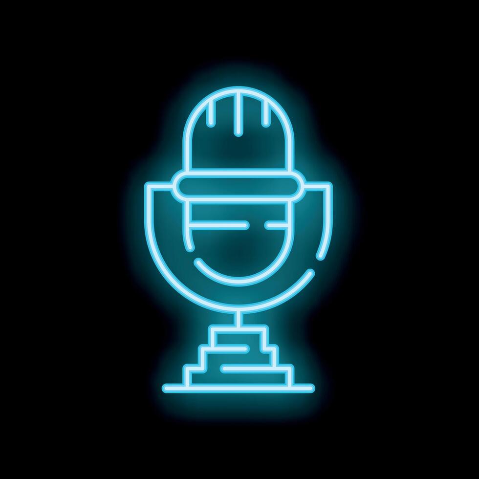 Neon sign of classic microphone with stand for podcasting or radio broadcasting vector