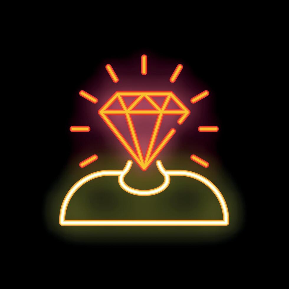 Neon sign of person with diamond instead of head symbolizing ideas and inspiration vector