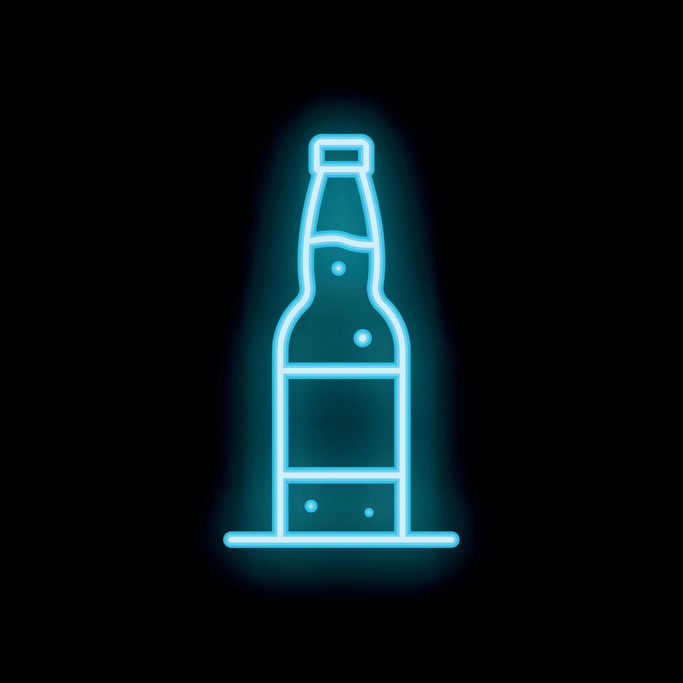 Neon sign showing a beer bottle glowing on a black background vector
