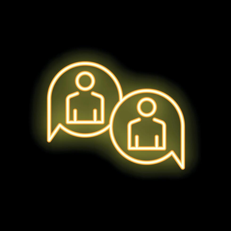 Neon icon of two people talking in speech bubbles vector