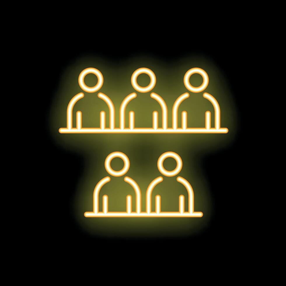 Neon icon of people split into teams working together on a project vector