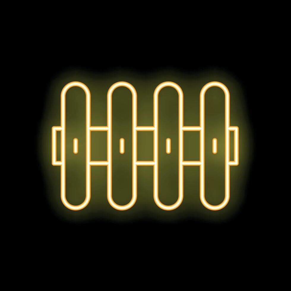 Yellow neon fence glowing on black background vector
