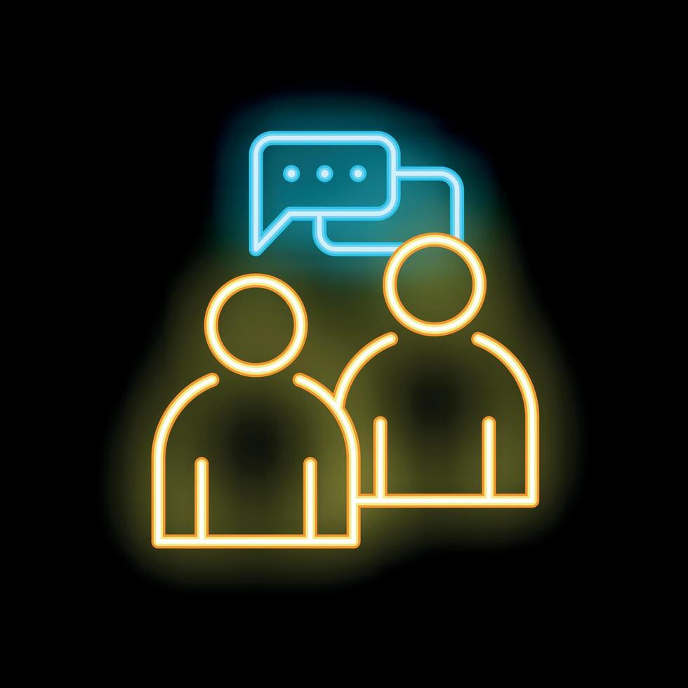 Neon icons of people talking and chatting vector