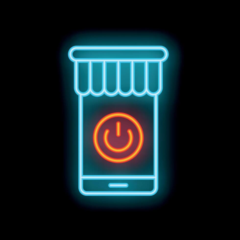 Neon sign of a closed online shop on a smartphone screen vector
