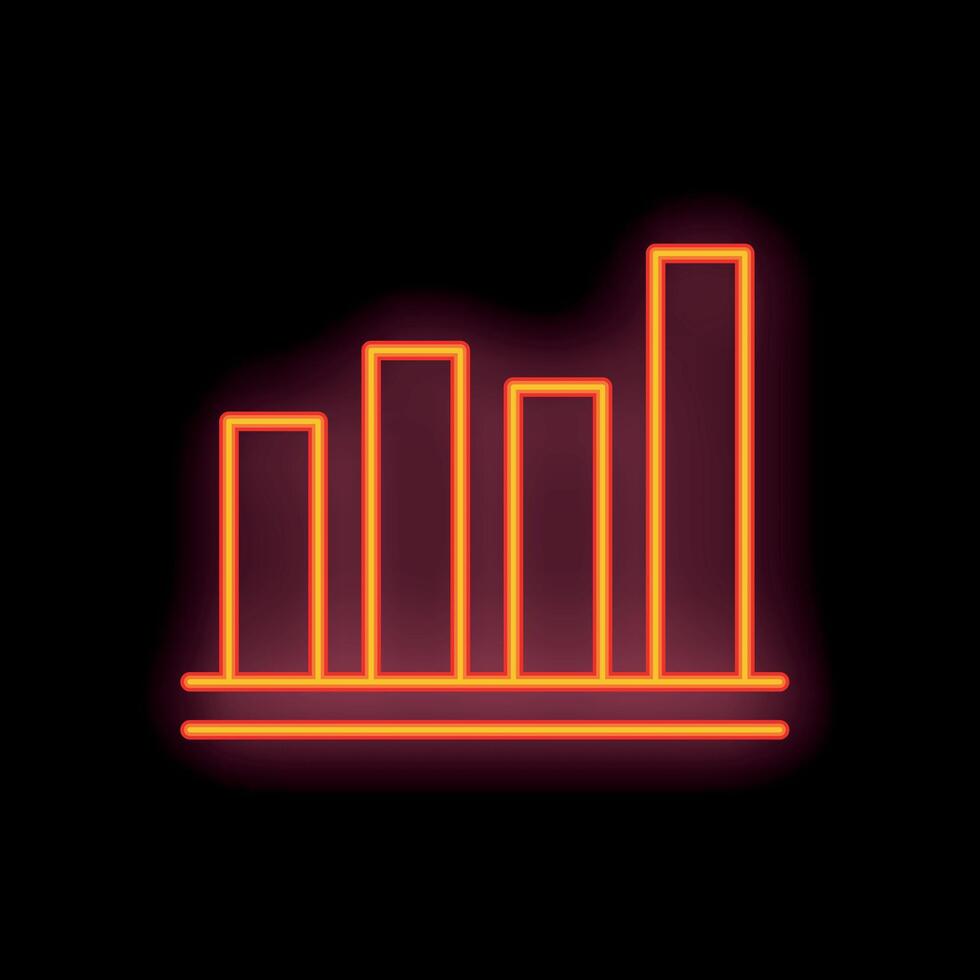 Neon sign depicting growing bars graph on black background vector