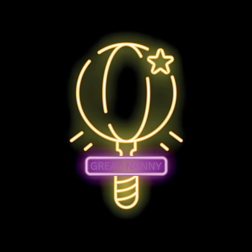 Neon sign of an award for a great nanny, shining on a black background vector