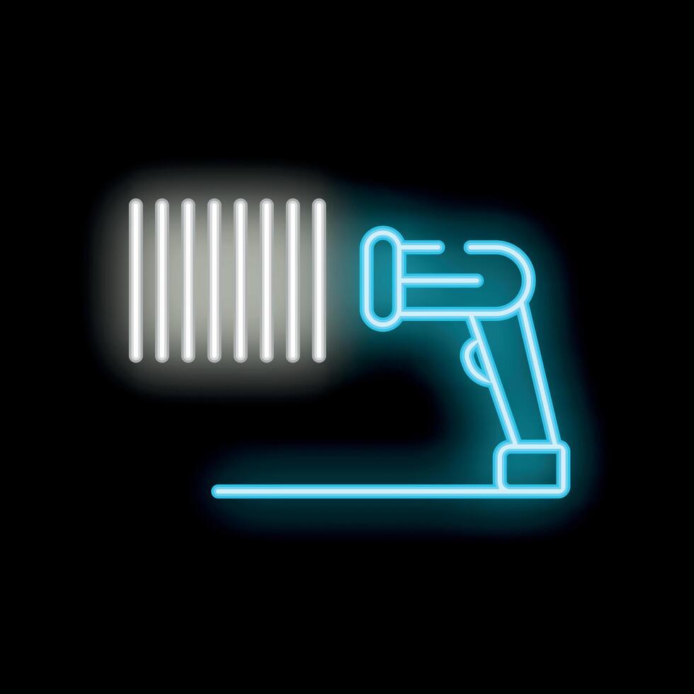 Neon barcode scanner scanning barcode icon illustration vector