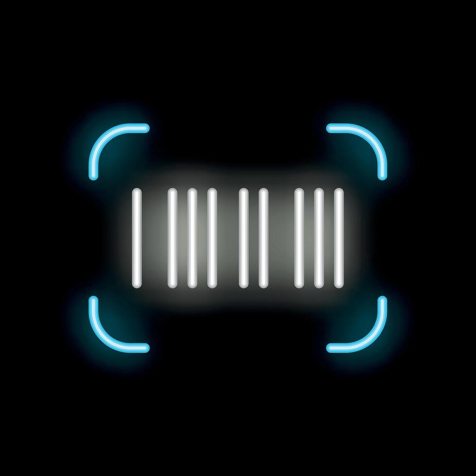 Neon barcode scanner detecting a barcode on black background vector