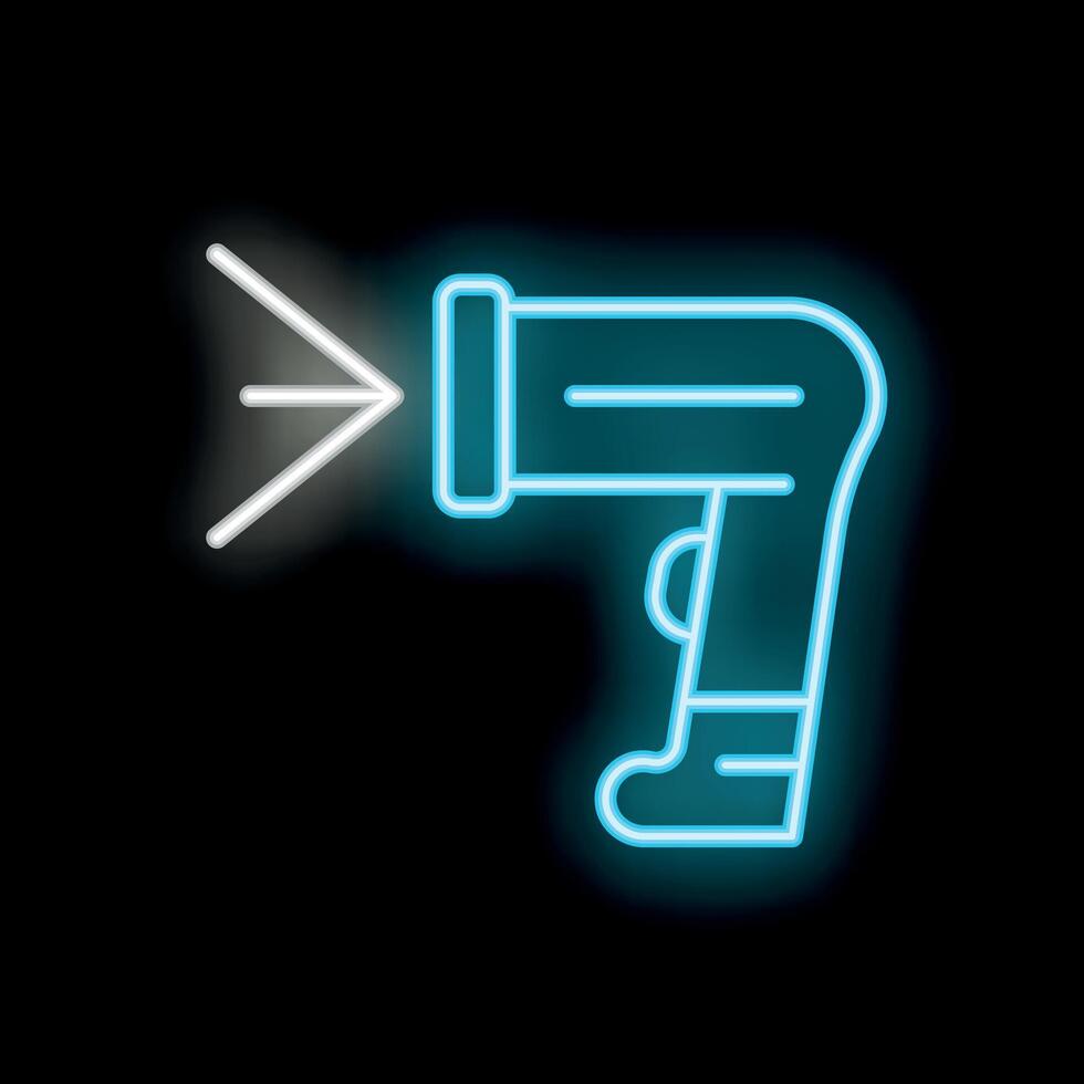 Neon barcode scanner emitting light beam for scanning vector