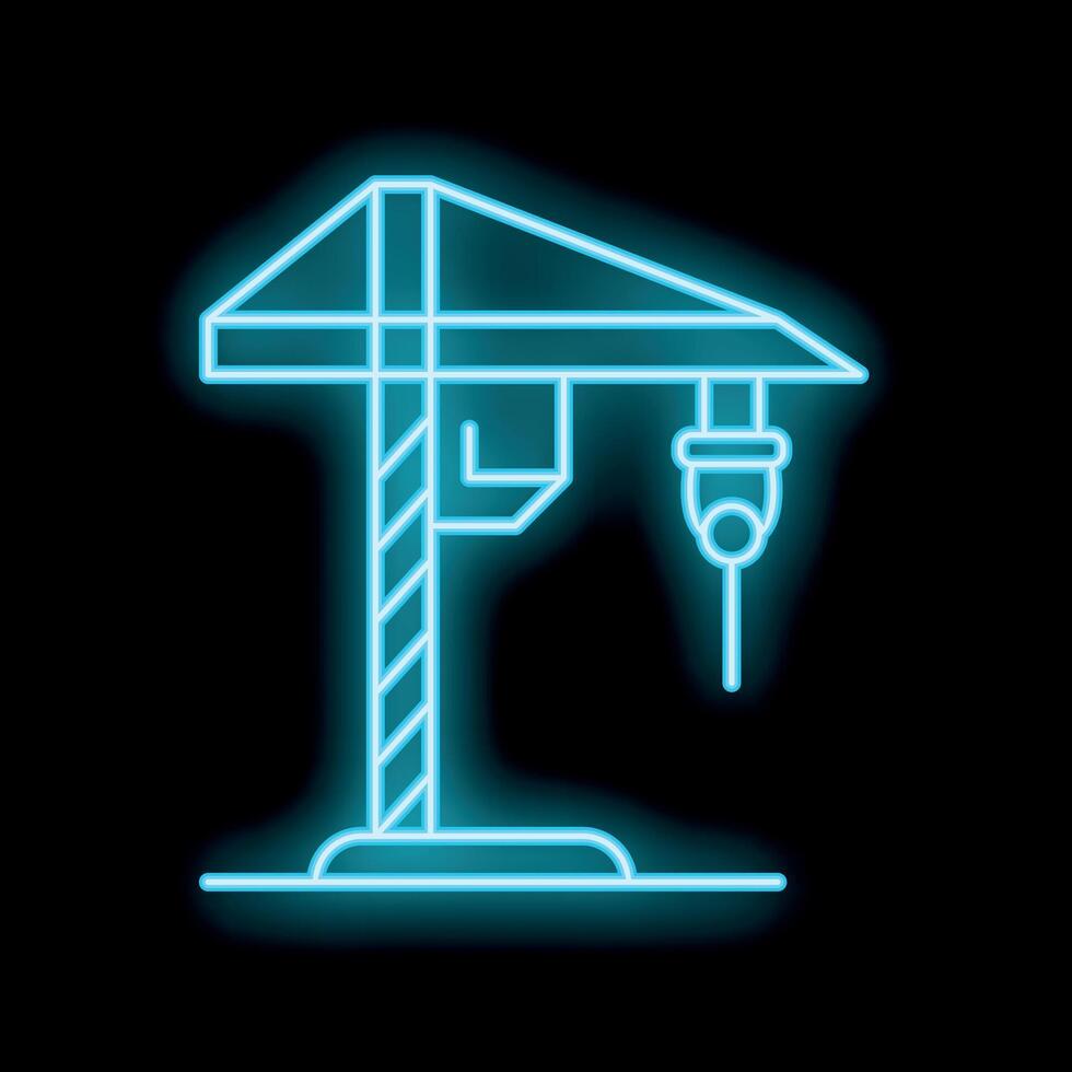 Glowing neon construction crane on a black background vector