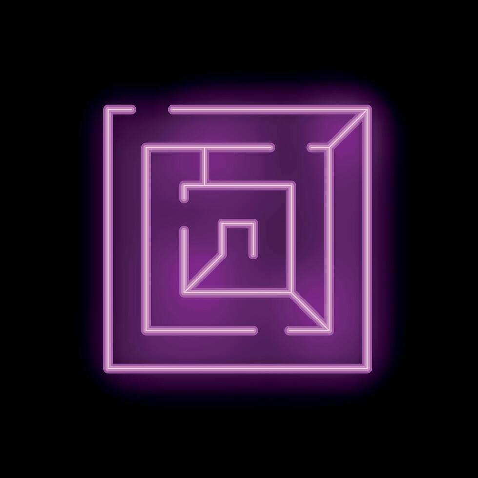 Neon labyrinth glowing in the dark representing problem solving vector