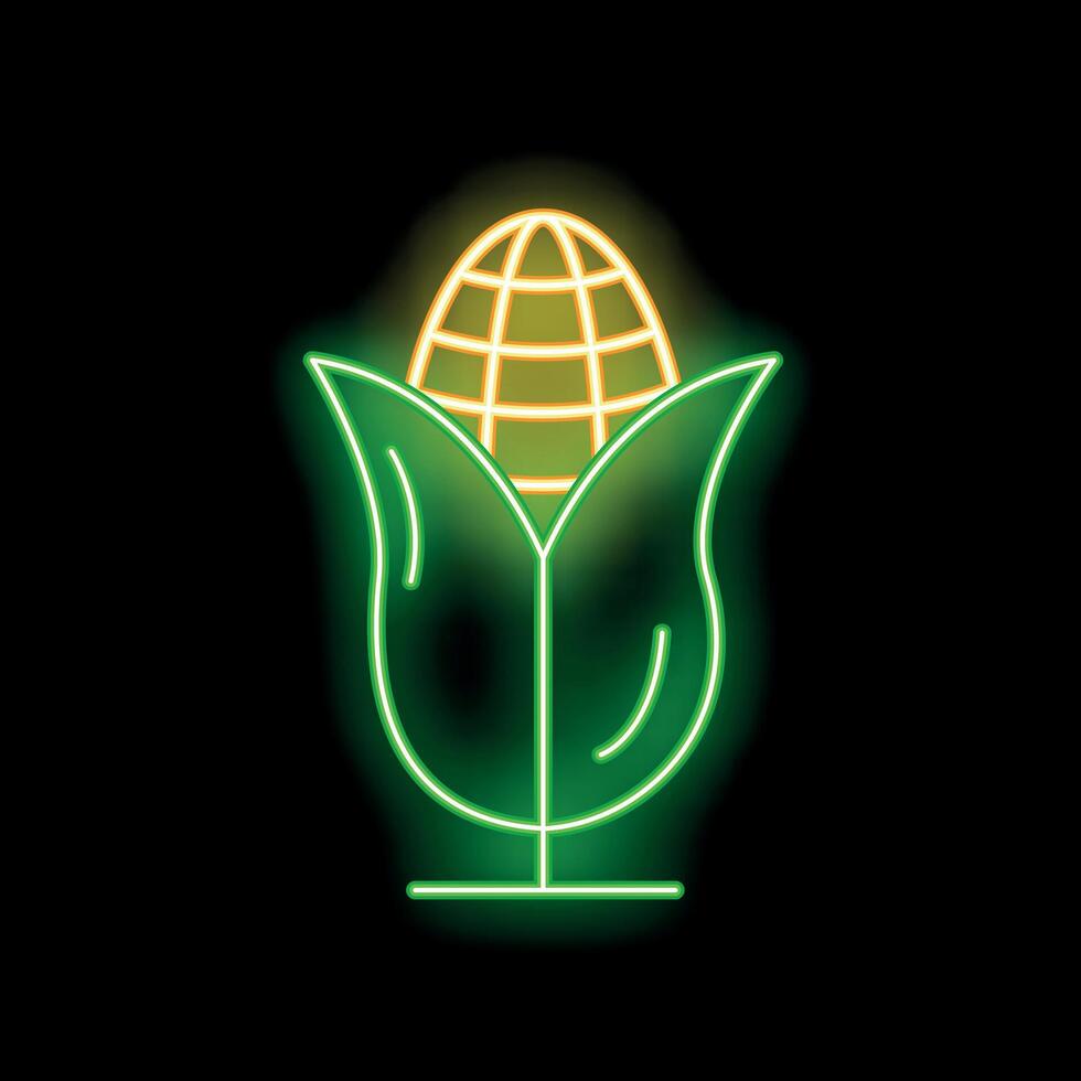 Neon sign representing global corn production and trade vector