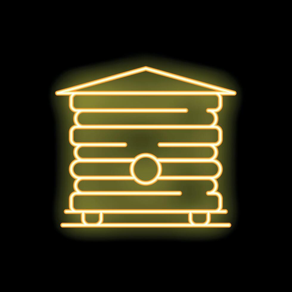 Glowing neon line beehive icon on a black background vector