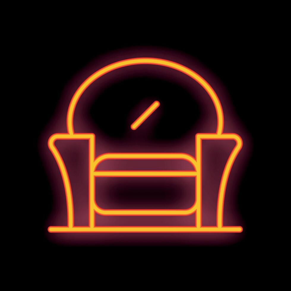 Glowing neon line icon of an armchair with mirror isolated on a black background vector