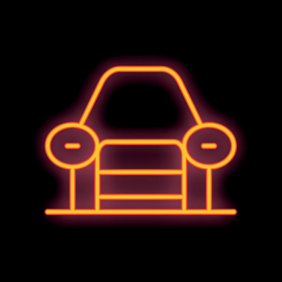 Neon sign showing a car on a black background vector