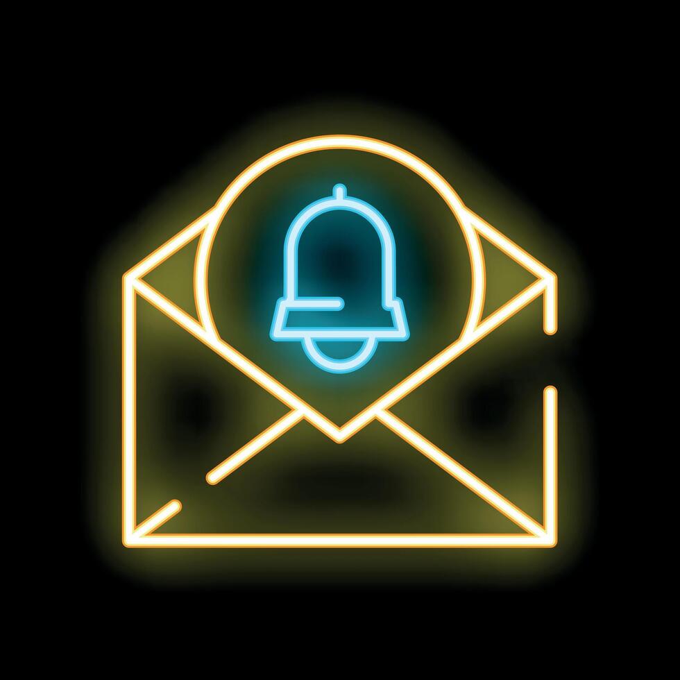 Neon icon of email envelope showing new message notification vector