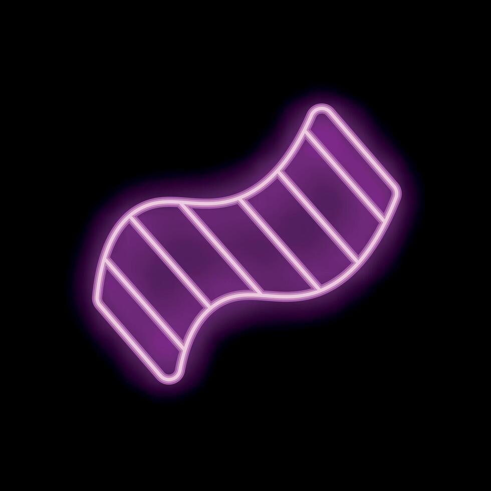 Neon pink towel icon glowing on dark background vector