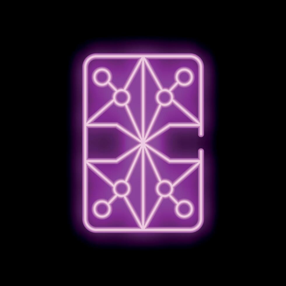 Pink neon sign showing abstract geometric pattern on black background vector