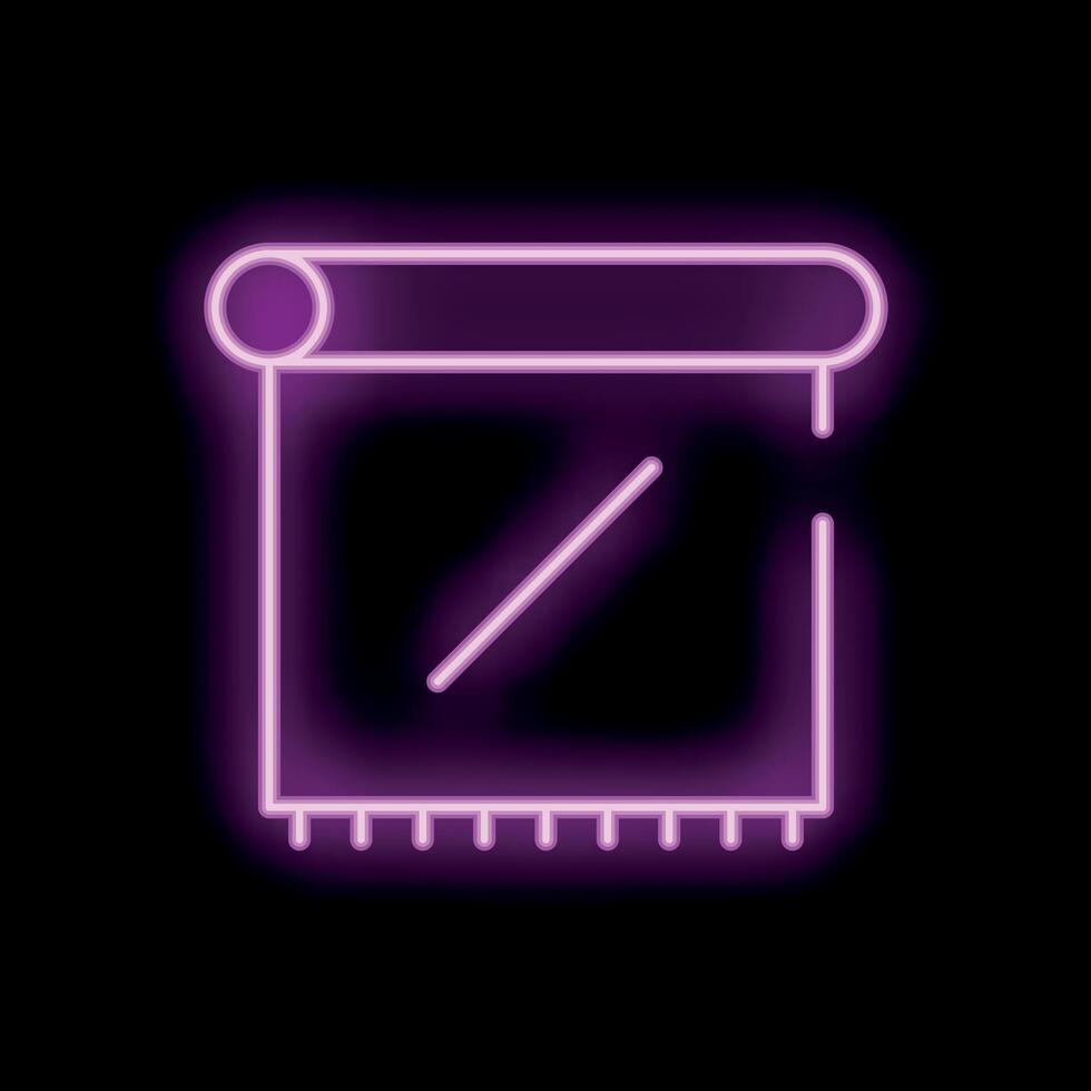 Neon sign representing a carpet with a simple geometric pattern on a black background vector