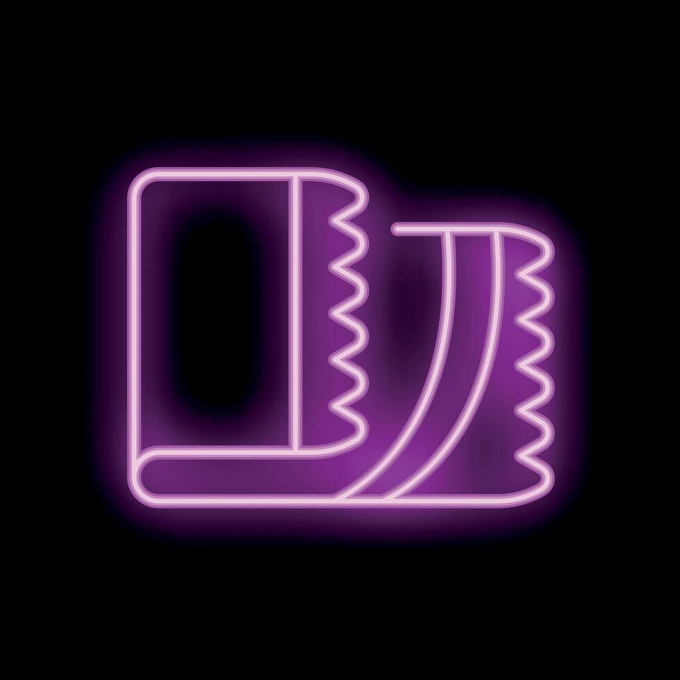 Neon pink glowing chocolate bar icon on black background vector
