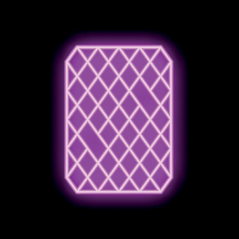 Bright pink neon sign showing a geometric pattern on a black background vector