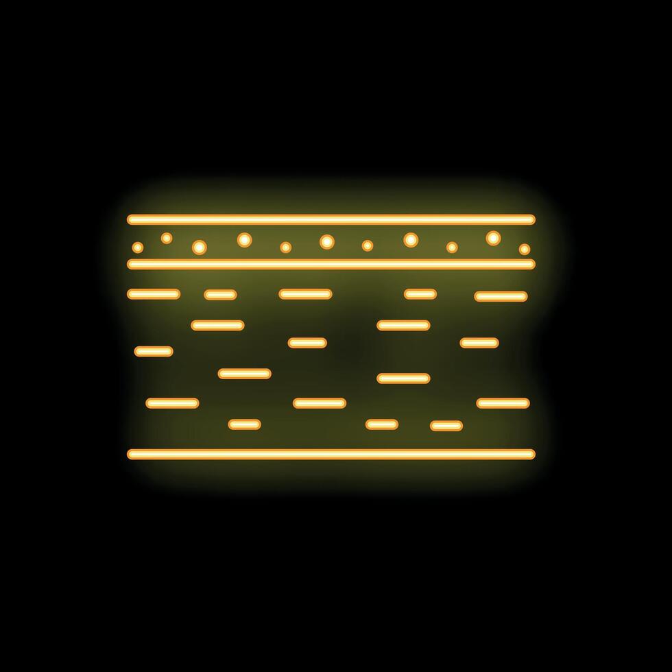 Neon yellow sewing fabric layers icon isolated on black background vector